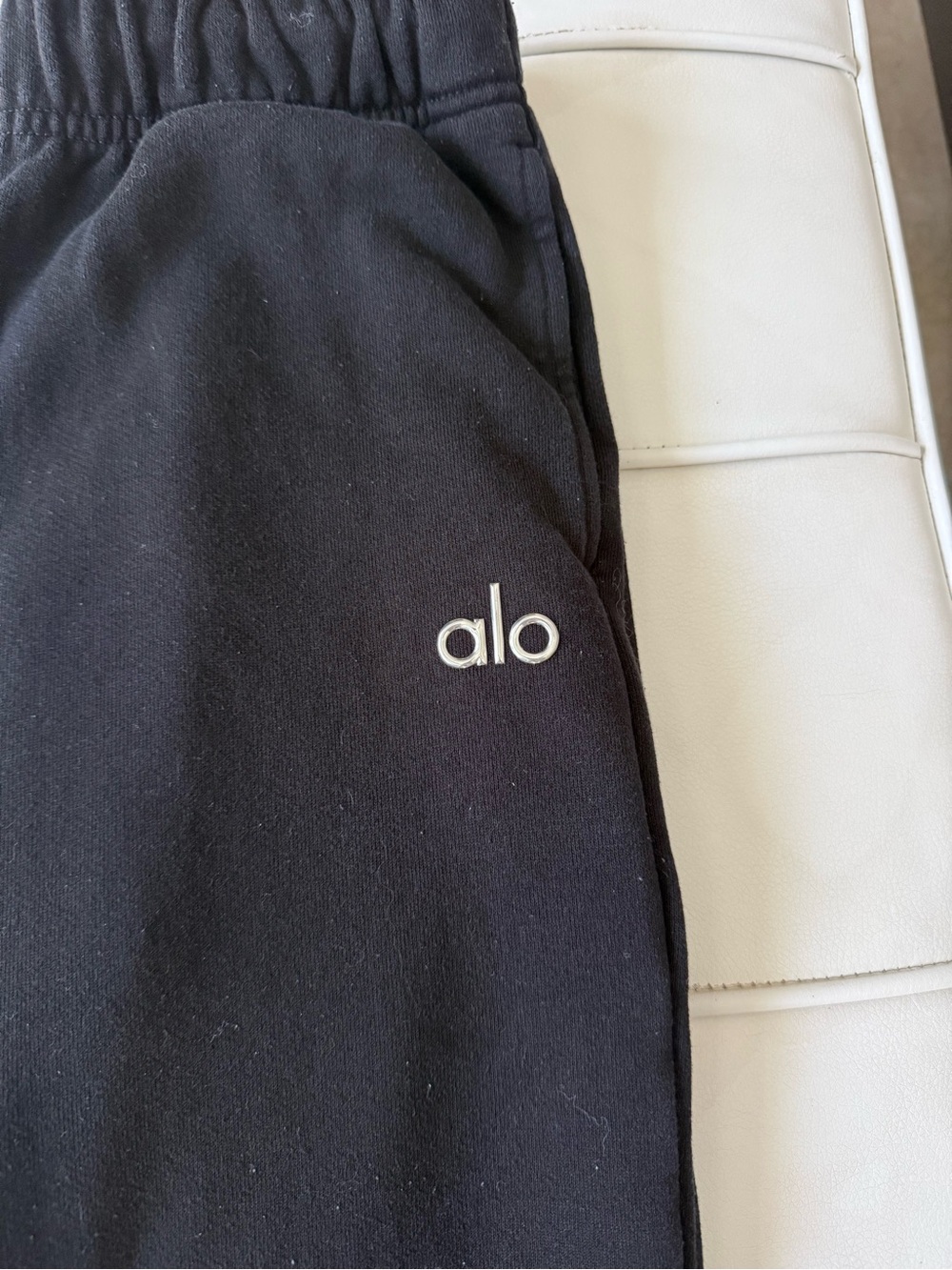 ALO Yoga Kids Black Sweat Joggers with White 'alo' Logo